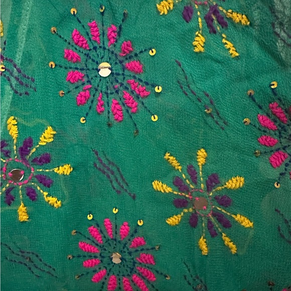 Anthropologie Green Graphic Tie Front Tunic - Picture 4 of 4